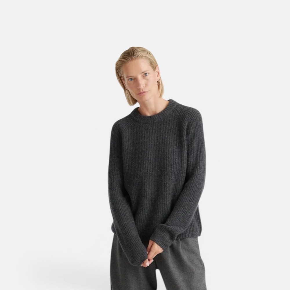 Quince Cashmere Fisherman Sweater Crewneck Small Charcoal NWT